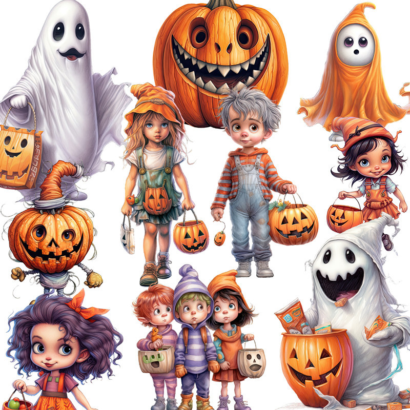 

20Pcs/Pack Vintage Halloween Children's Candy Sticker DIY Craft Scrapbooking Album Junk Journal Decorative Stickers