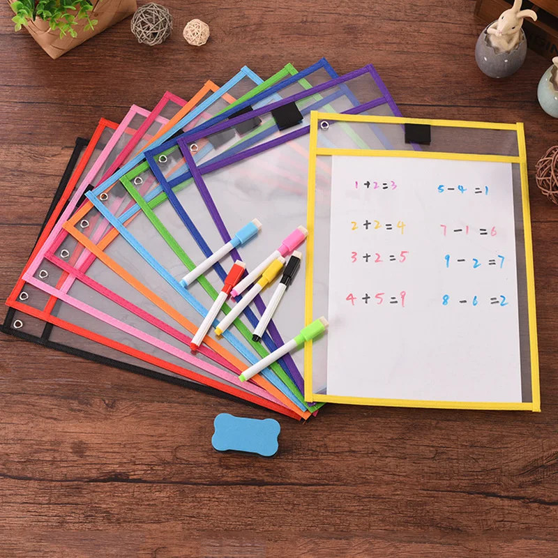 

A variety of colors random delivery can be repeatedly used transparent dry erase document bag suitable for students for educatio