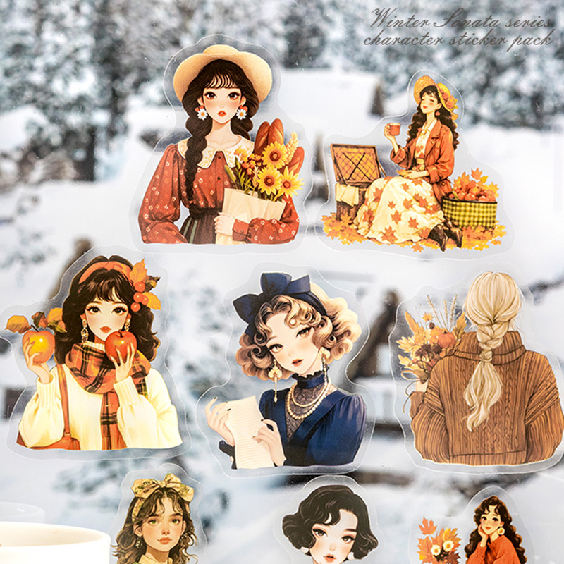 

6Style 30Pcs/bag Winter Character Theme Sticker Pack Creative Handbook Material DIY Scrapbook Photo Frame Album Card