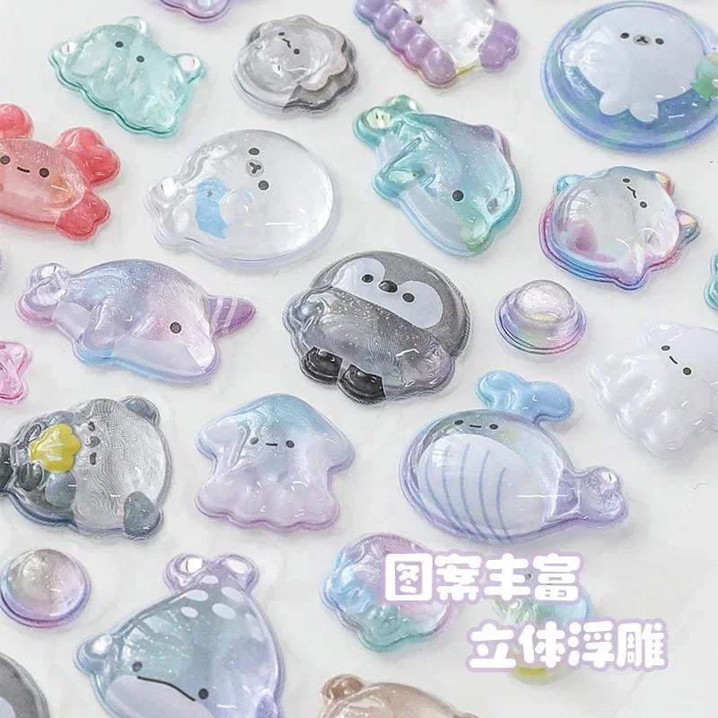 

1Pc Kawaii Glitter Cartoon 3D Relief Resin Crystal Sticker Cute Kids Phone Case Mirror DIY Patch Deco Aesthetic Toy Nail Sticker