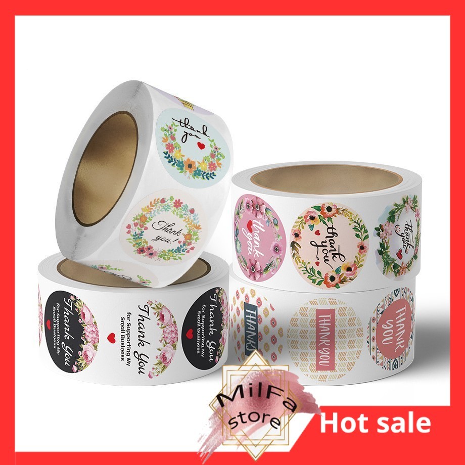 

MF112 Stiker Thank You 1 Roll Sticker Thank You Isi 500 Pcs