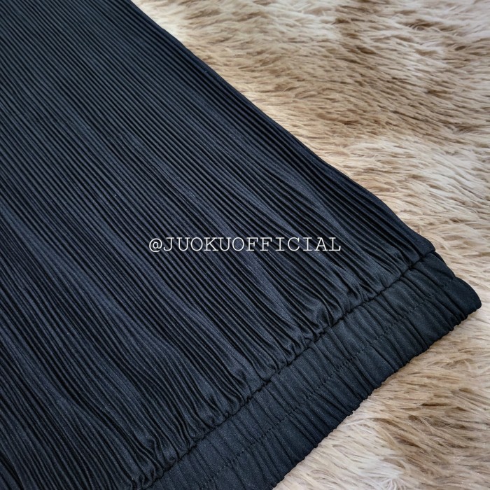 [[Girls Collection]] Rok Wavy Midi Plisket Span / Rok Midi Wavy / Rok Span Wavy - Hitam