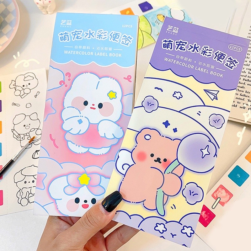 

12lembar Buku Lukisan Cat Air Kartun Kreatif Anak-Anak