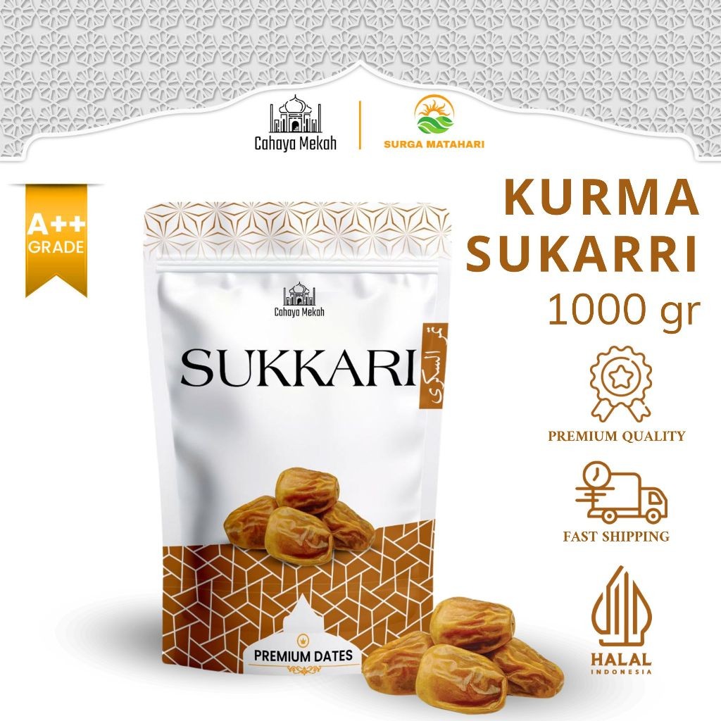 

Cahaya Mekah Kurma Sukkari 1Kg Kemasan Pouch Premium Original High Quality