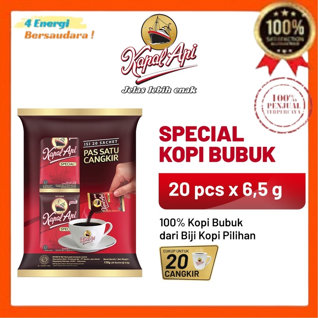 

Kopi KAPAL API Special Merah 1 Bag (20 x 6 gr) 4 Energi Bersaudara