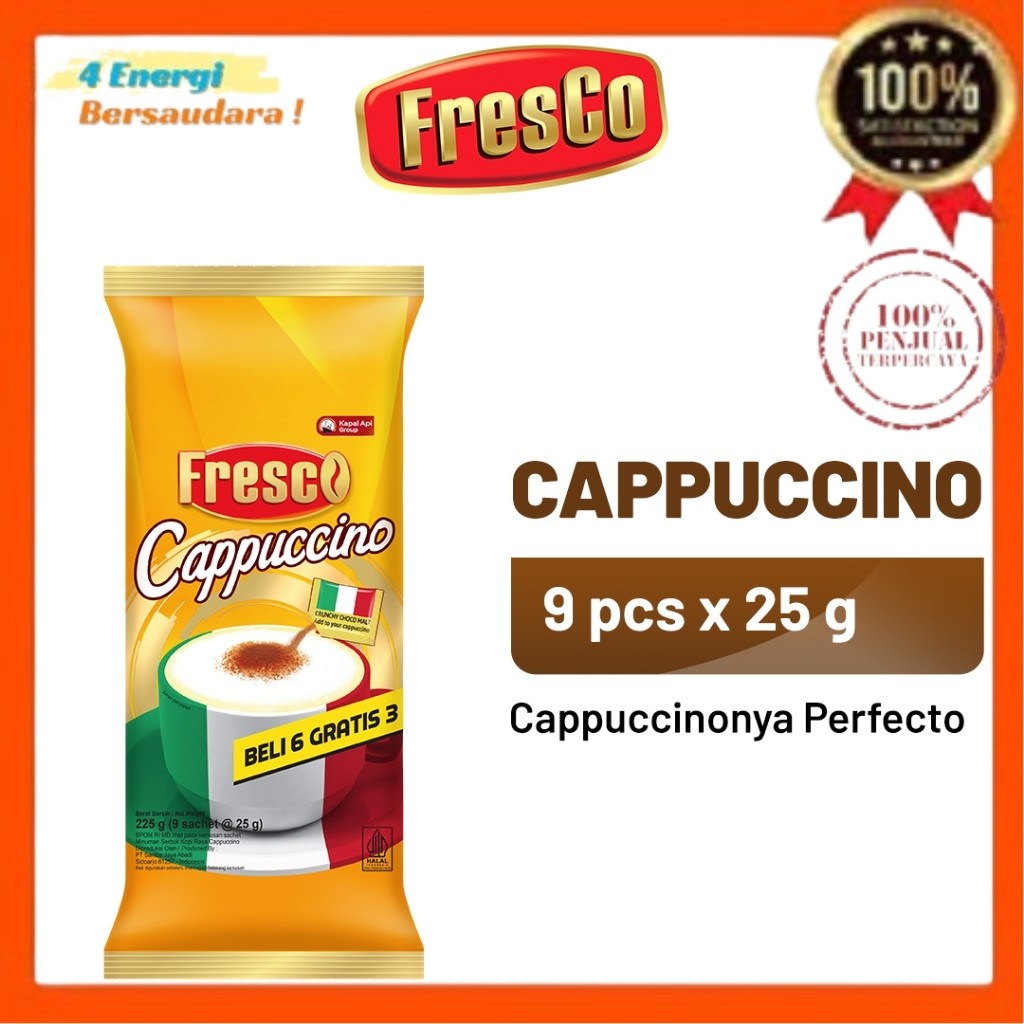 

Kopi FRESCO Cappuccino 1 Bag (9 x 25 gr) 4 Energi Bersaudara