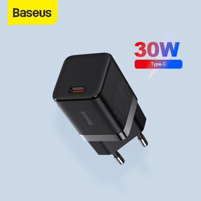 Kepala Charger BASEUS 30W EU GAN CHARGER 3 Smart & Fast Charger 1C