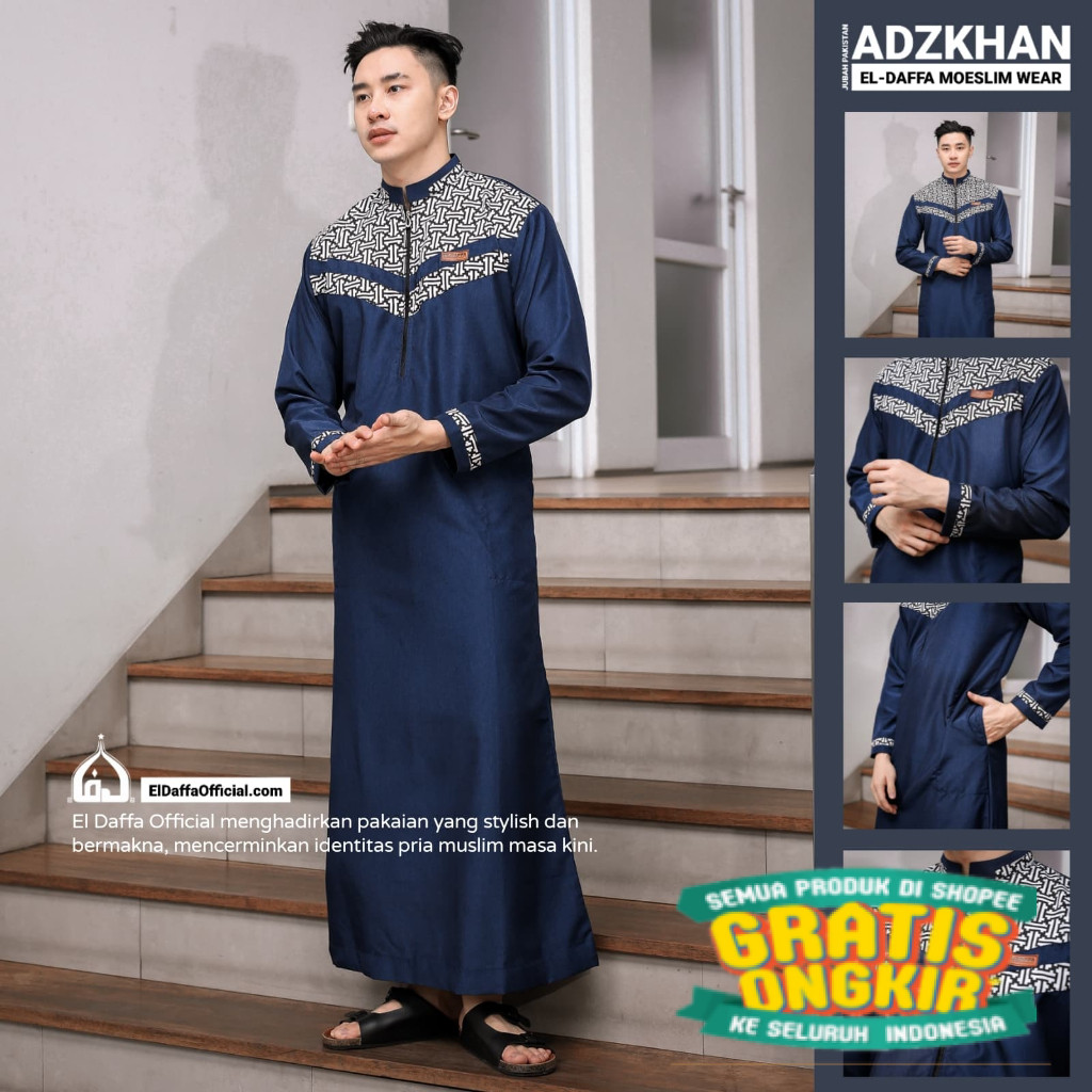 Jubah Gamis Pria Adzhkan ORIGINAL BY ELDAFFA - JUBAH PRIA/ Hijau sage lumut army ijo