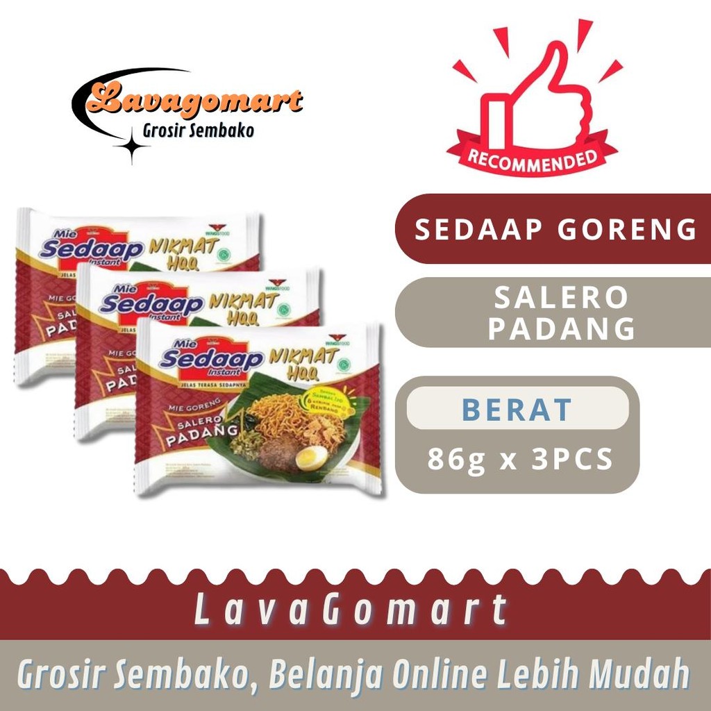 

SEDAAP MIE GORENG SALERO PADANG 86g - 3PCS - LAVAGOMART - BANDUNG