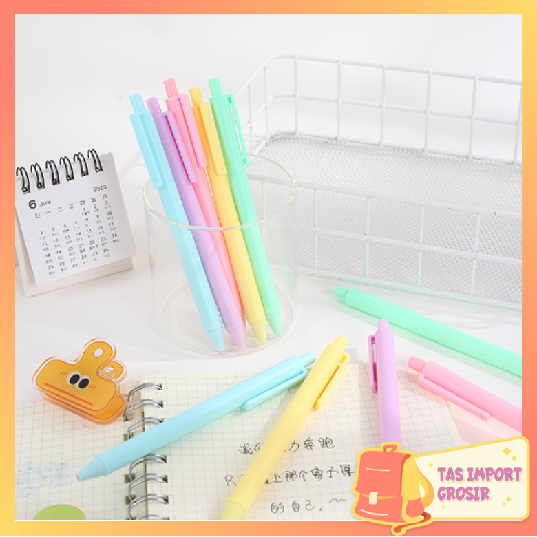 

Tas Import - S5721 Pena Cetekan Macaroon / Alat Tulis Sekolah Kantor / Pena Warna Warni Bolpoint Polos Tinta Hitam Murah Import