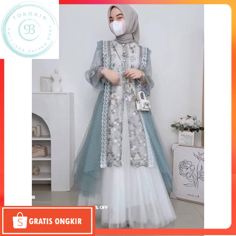 Sarah Outer Brukat Baju Luaran/Cardigan Tile Bordir Mix Brukat/Baju Lebaran 2025/Pesta/Kondangan/Per