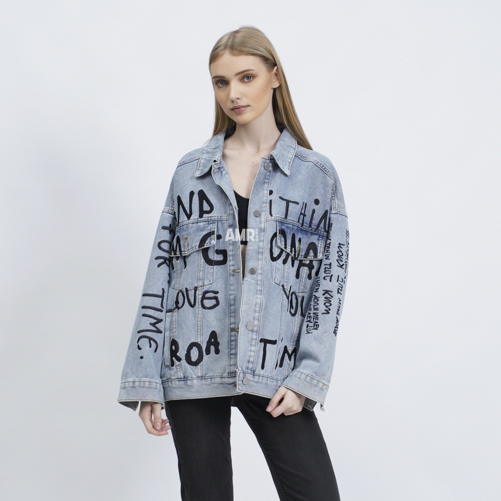 [BEST DEALS] AMR ORIGINAL -  MG LOVE HITAM 517 - JACKET JEANS OVERSIZE  TOXIC