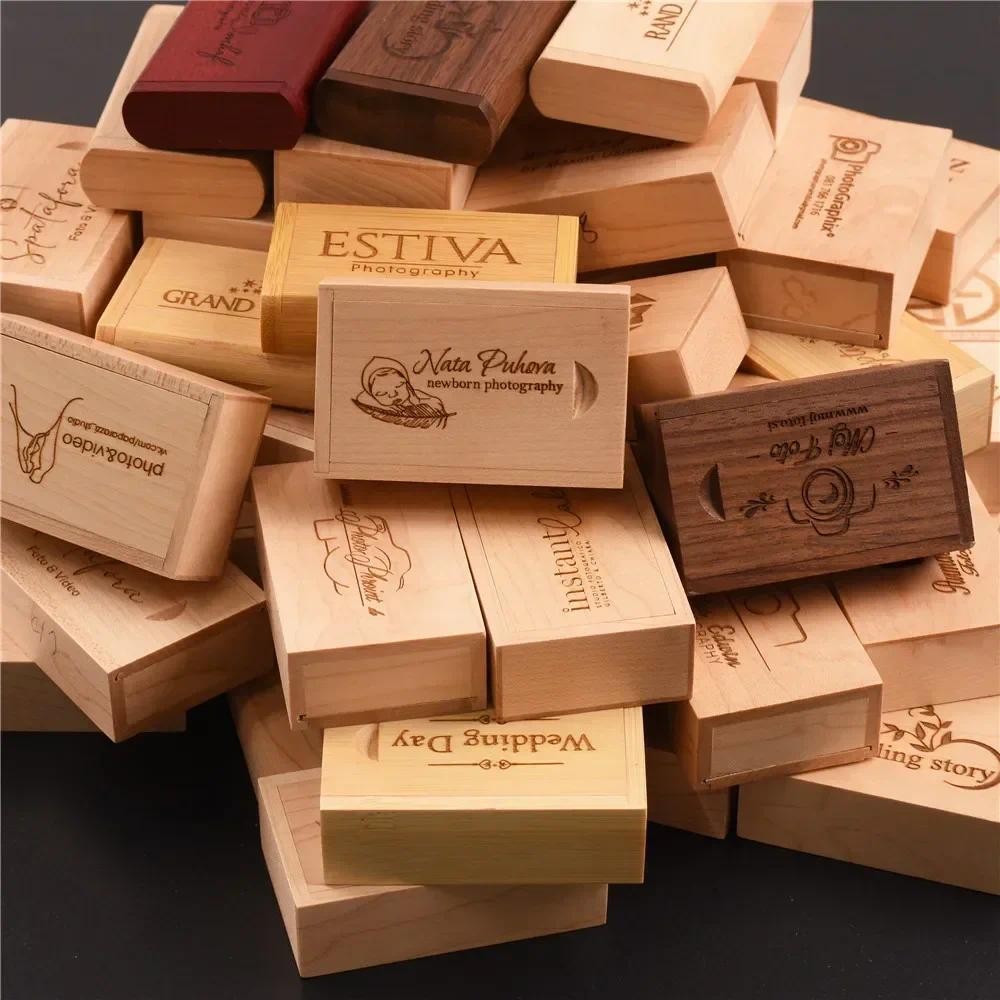 

1PCS Free Custom Wooden Bamboo Box Wedding Gift Wooden Unfinished Storage Box Free Engraving Walnut Storage Organization Cases