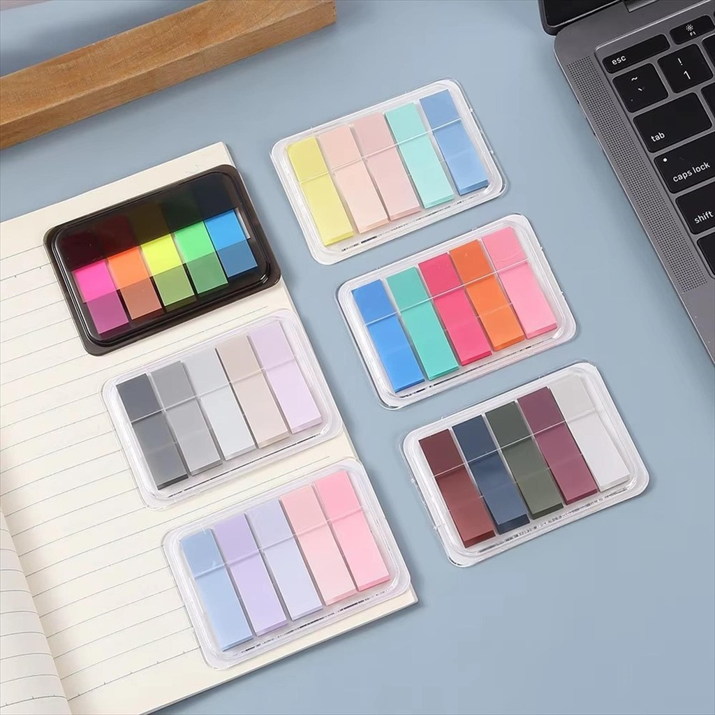 

NAS Sticky Notes Transparan / Retro Morandi Pet Translucent / Note Index Label Stick Marker / Penanda Buku 100 Lembar Kotak