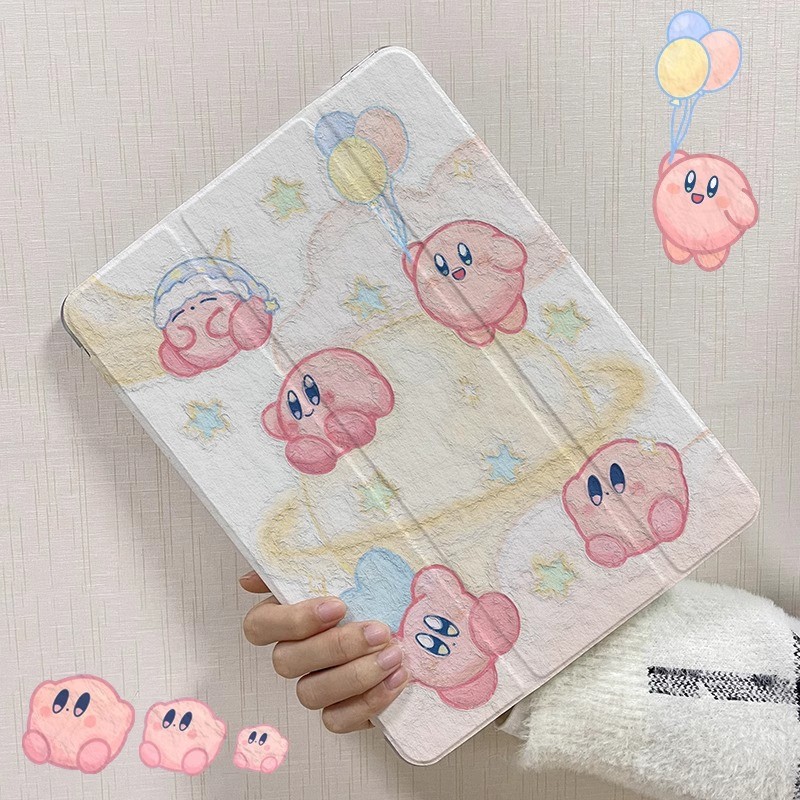 Kartun lucu Kirby case tablet Samsung A8 10.5 inch A9 8.7 inch A9+ 11 inch S6 Lite 10.4 inch S9/S9