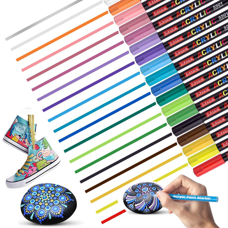 

36 Colors Acrylic Paint Pens Brush Marker Pen For Rock Painting, Stone, Ceramic, Glass, Wood, Canvas ,DIY Art Making Supplies