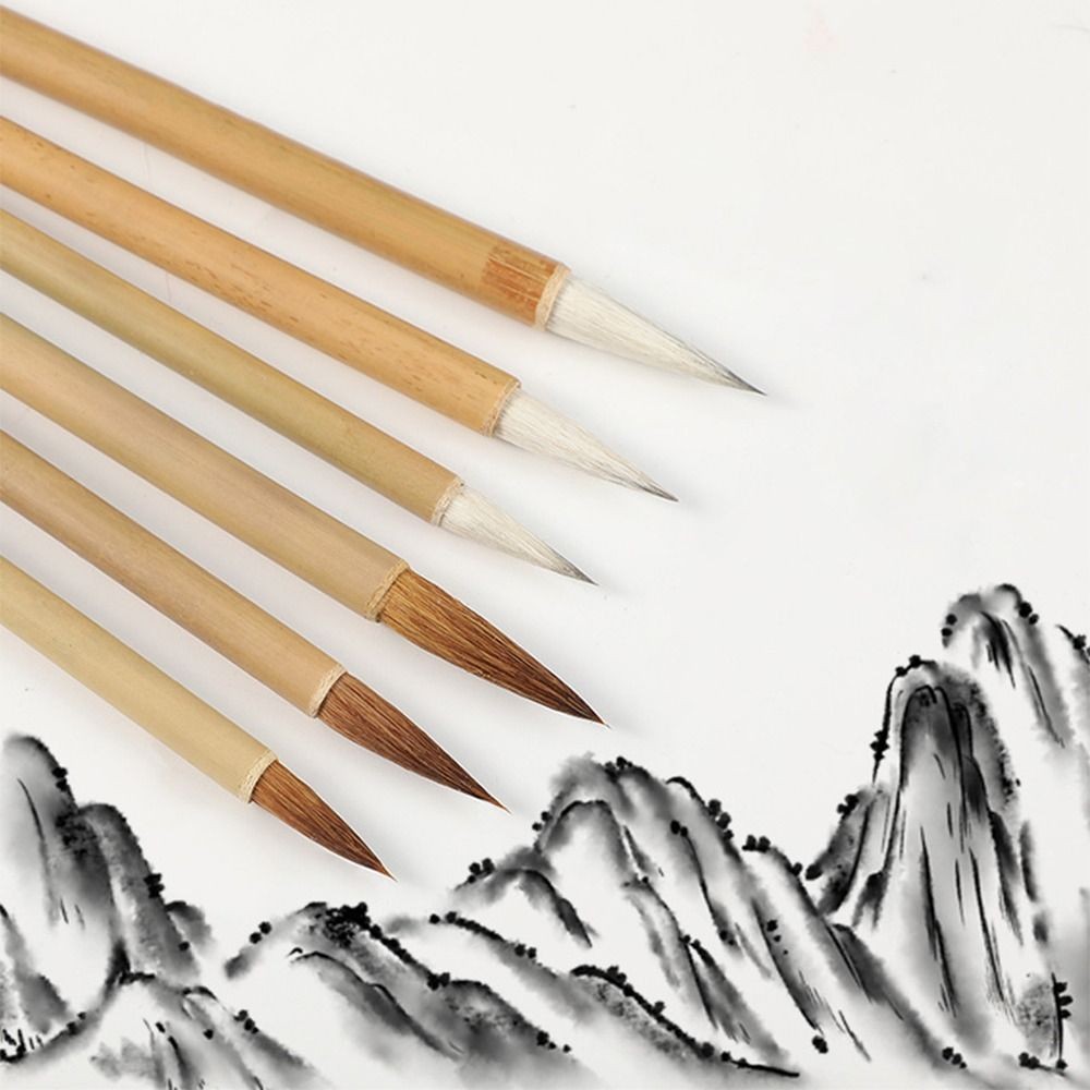 

Oil Watercolor Chinese Calligraphy Brush Wolf Hair Bamboo Scriptures Writing Brush Oil Painting Art Paint Brush Class