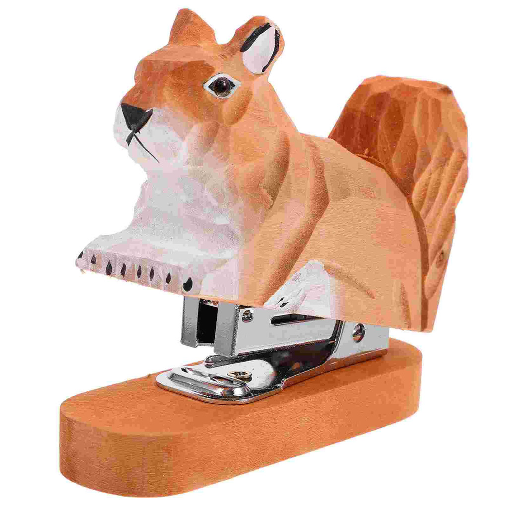 

Office Stapler Booklet Paper Stapling Tool Decorative Desktop Wood Animal Ornament Wooden The Tools