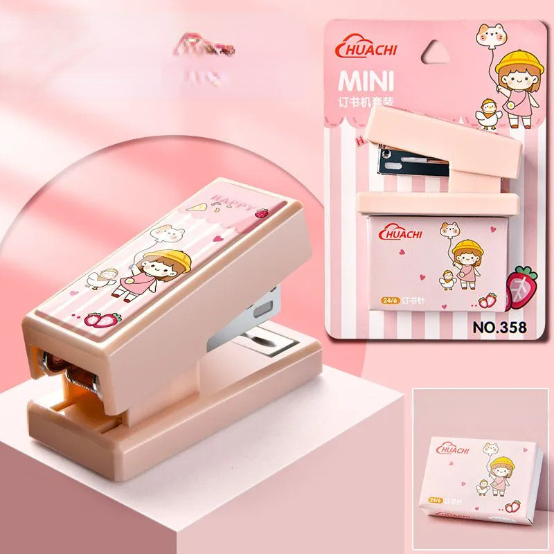 

Mini Stapler Set with Staples Cute Paper Binder Stationery Office Binding Tools School Supplies