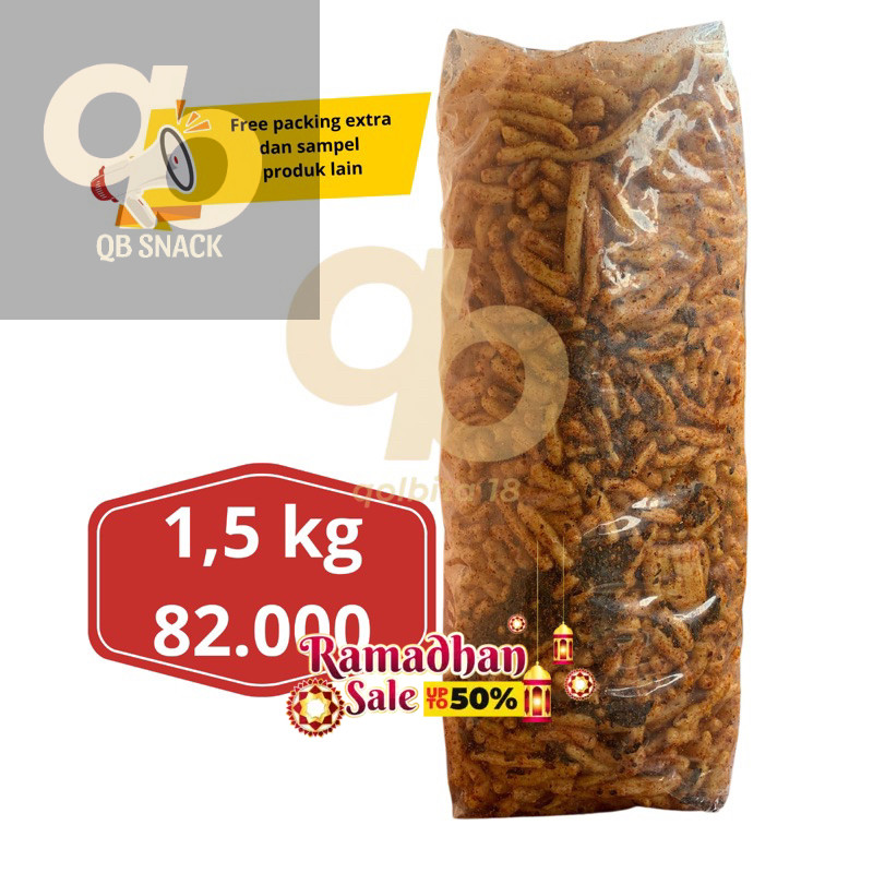 

QB - 1,5 KG GURILEM CEMILAN RASA PEDAS SNACK PERBALL BALL GROSIR