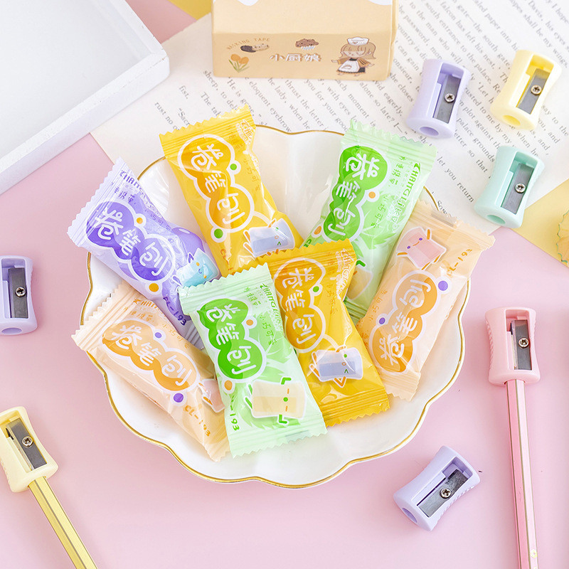 

Lytwtw's-Cute Candy Morandi Sharpener for Pencil School Office Supplies Creative Stationery Item Back to School Lovely 4 Pcs