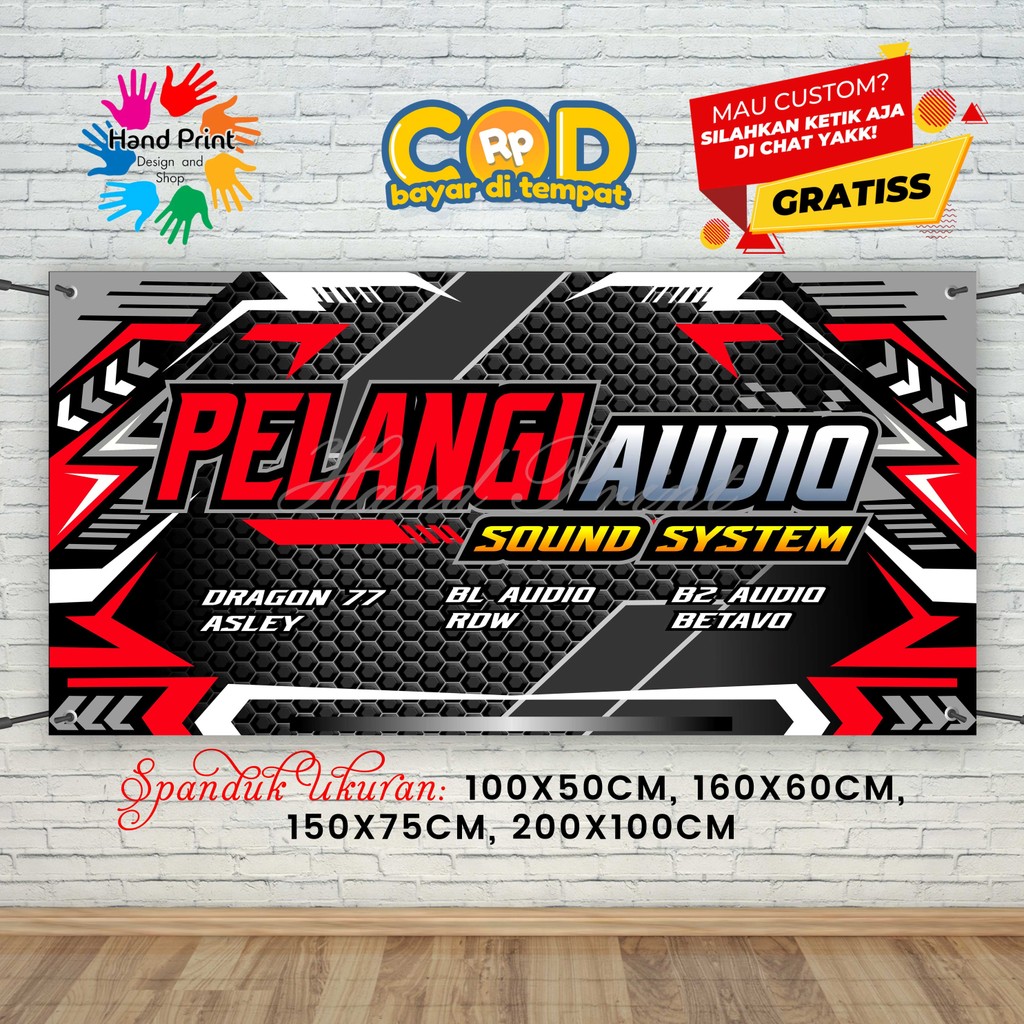 Cetak Spanduk Banner Audio Sound sistem Merah MMT Spanduk Custom 200x100