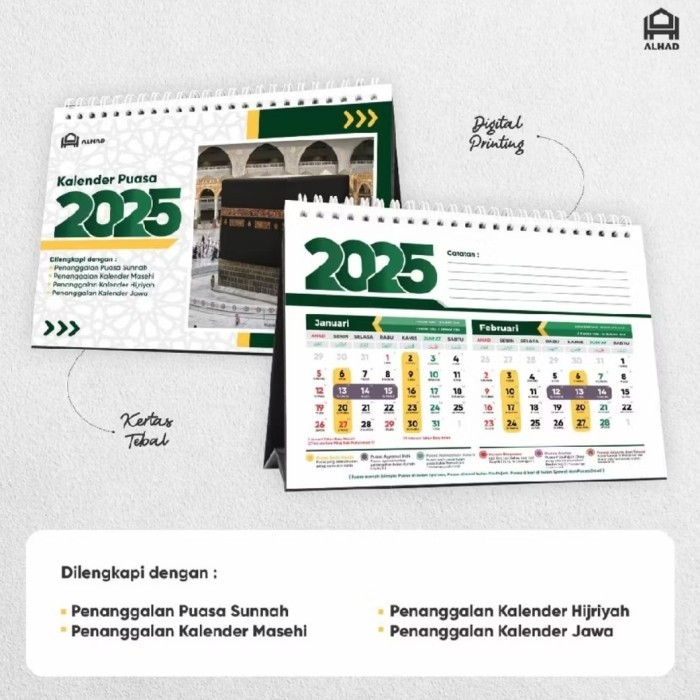 

ANDM Kalender Meja 2025 Puasa Sunnah Spiral Bahan Art Carton Customable - M01