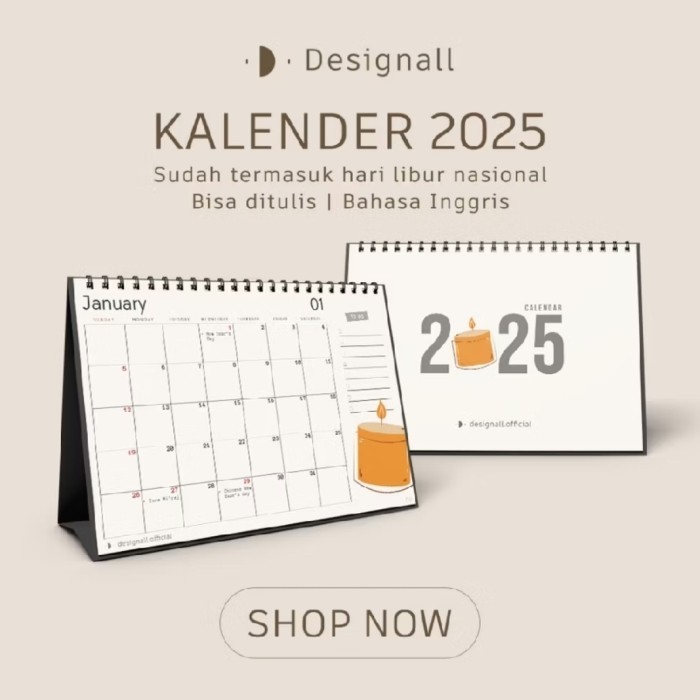 

Andma Kalender 2025 Meja Duduk Aesthetic Spiral HY - Semi Glossy