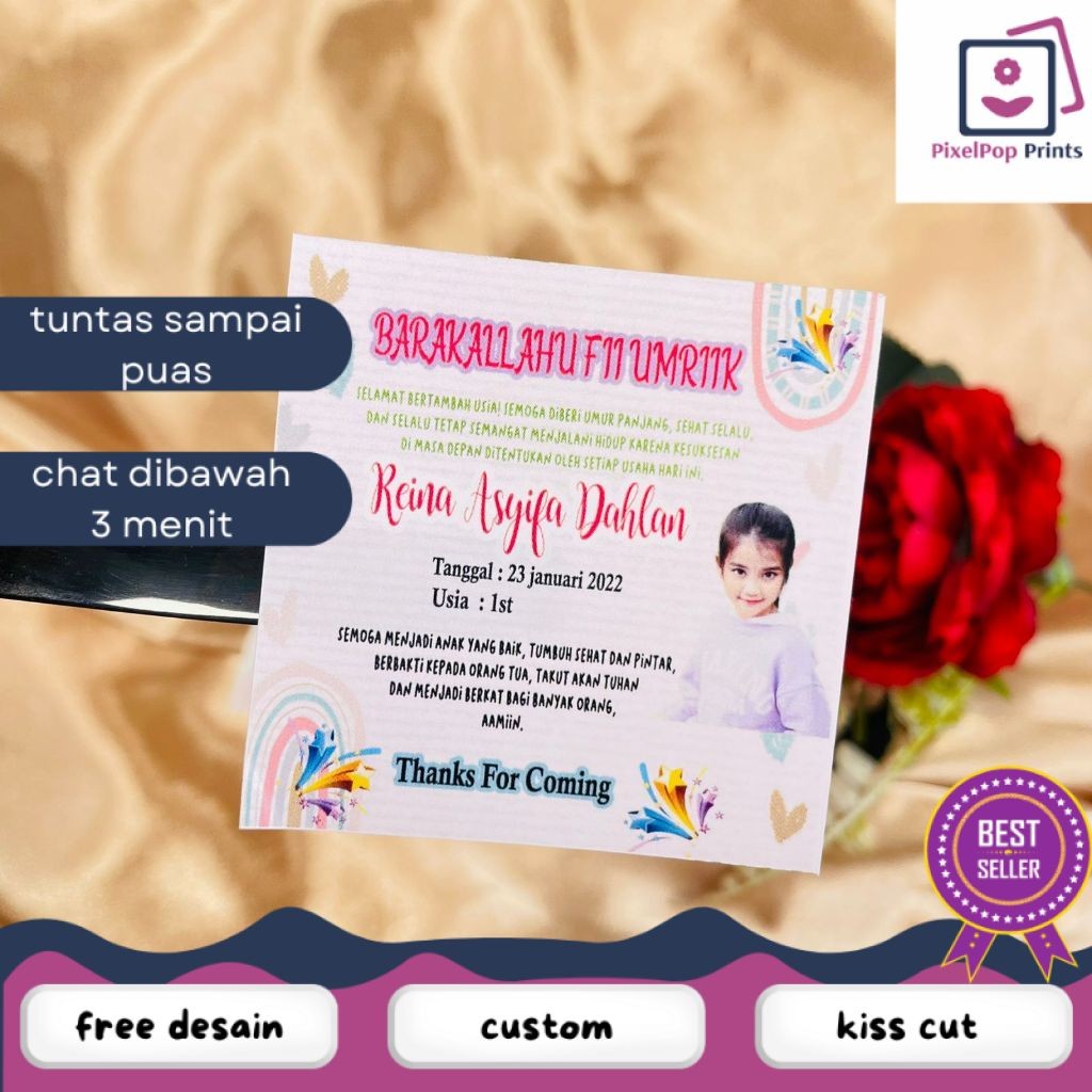 

Opikapip 2-4 Stiker Anak Ulang Tahun Label Bentuk Kotak Sticker Undangan Free Desain Bandung