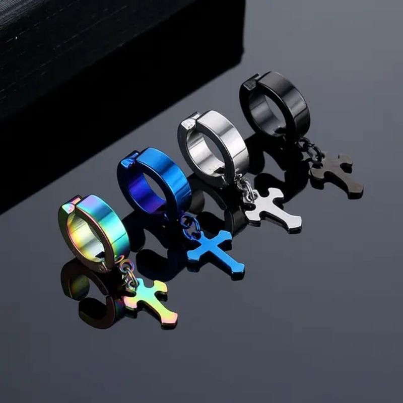 (Toserba 777) Anting Salib Titanium Anti Karat l Anting Salib Titanium l Anting Korea / Anting-Antin