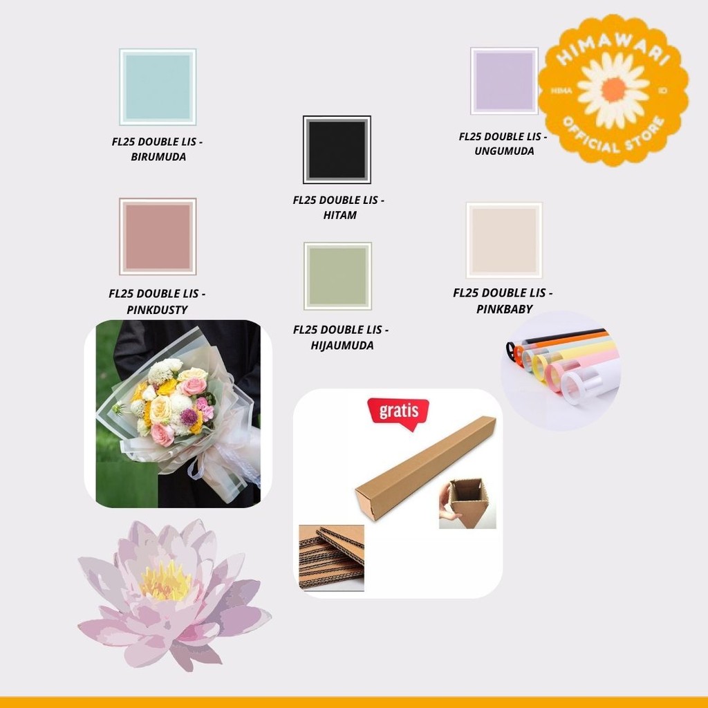 

HIMA - (5 LEMBAR) - FL25 DOUBLE LIS Kertas Bunga Paper Buket Motif Frame List Transparan Florist Cellophane - GROSIR