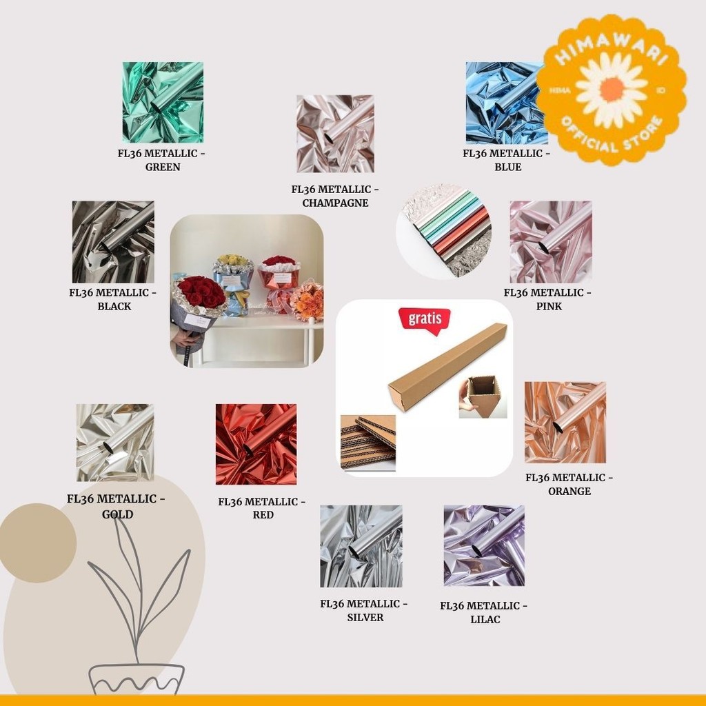 

HIMA - FL36 METALLIC Kertas Bunga Paper Buket Motif Polkadot Bulat Kado Florist Cellophane