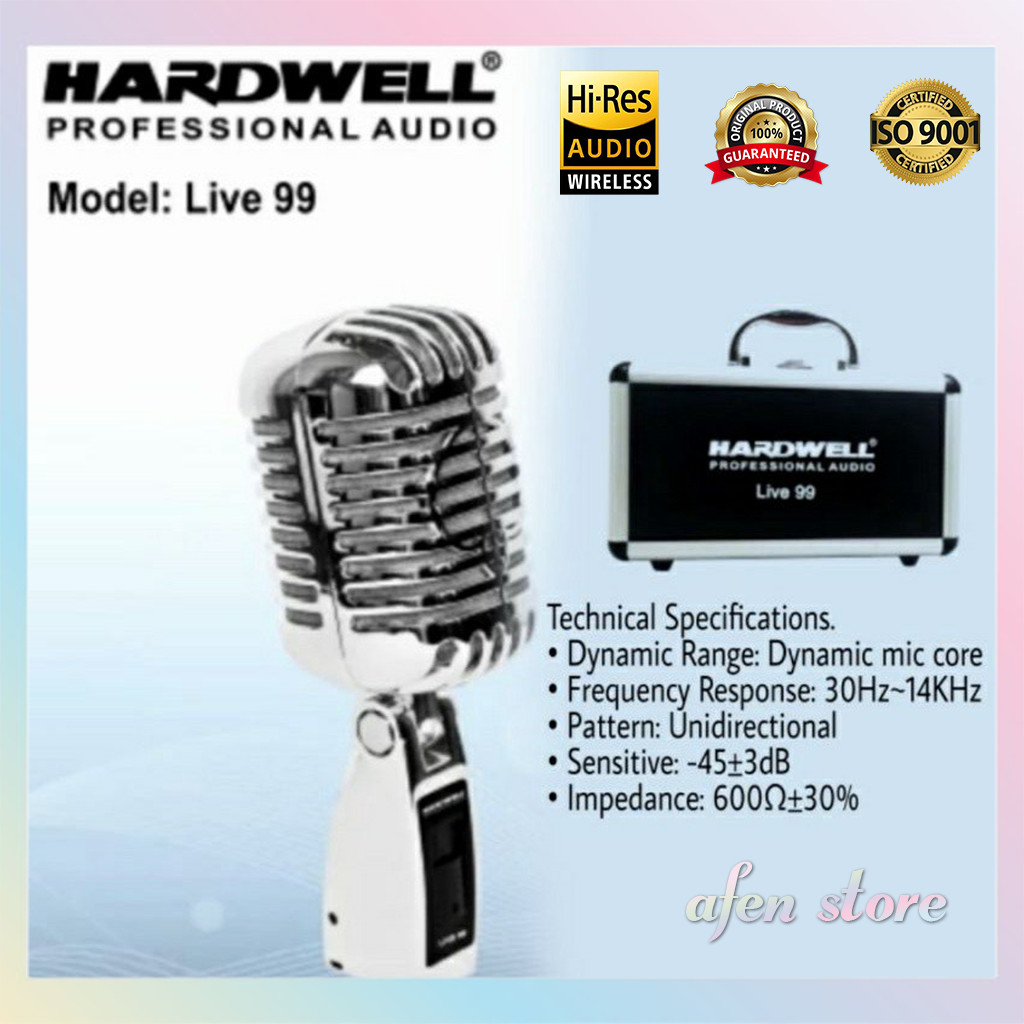 Mic Kabel Classic HARDWELL Live 99 / Live99 Microphone Retro klasik Original Free Koper Hardcase