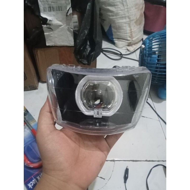 Reflektor Lampu Depan Fizr Vega R Lama Pnp Coustom Hitam Set Biled 2,5 inchi Fullset Kualitas Terbai