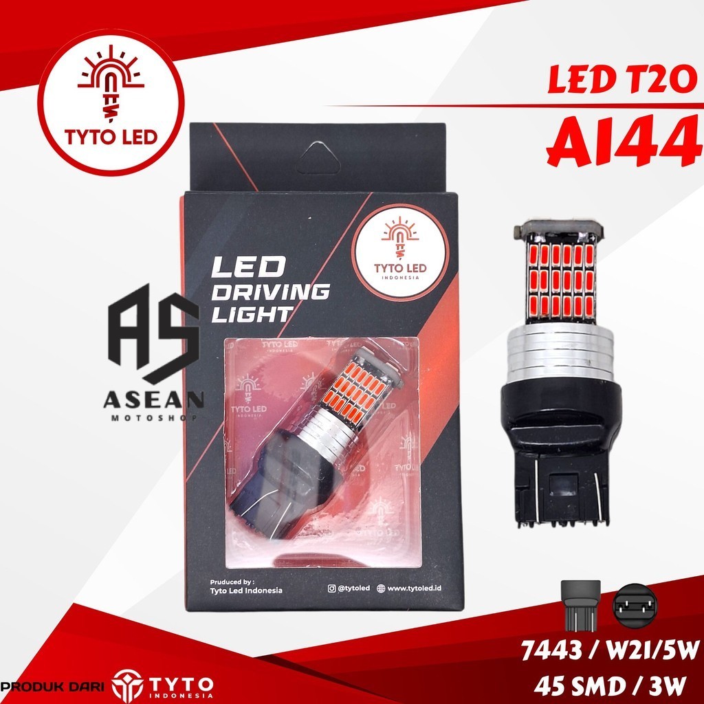 Tyto Led A144 Lampu Sein Mundur Mobil Socket T20 7443 3Watt 45SMD Dc Canbus