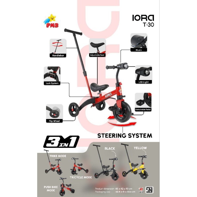 TERBARU SEPEDA TRICYCLE SEPEDA ANAK RODA TIGA IORA T-30