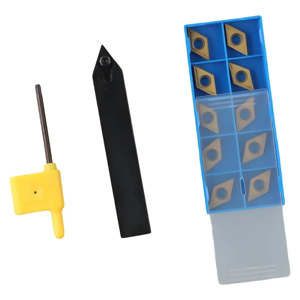

DCMT11T304 Carbide Insert Blade Reliable SDNCN1616H11 Lathe Turning Tool Holder + 10 DCMT11T304 Carbide Inserts