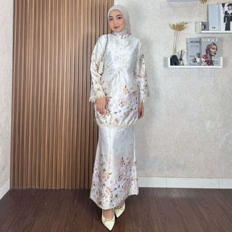 Azzura One Set Series 2 Silk Motif Bunga Baju Lebaran Dress Kondangan Pesta Lamaran Setelan Fashion 