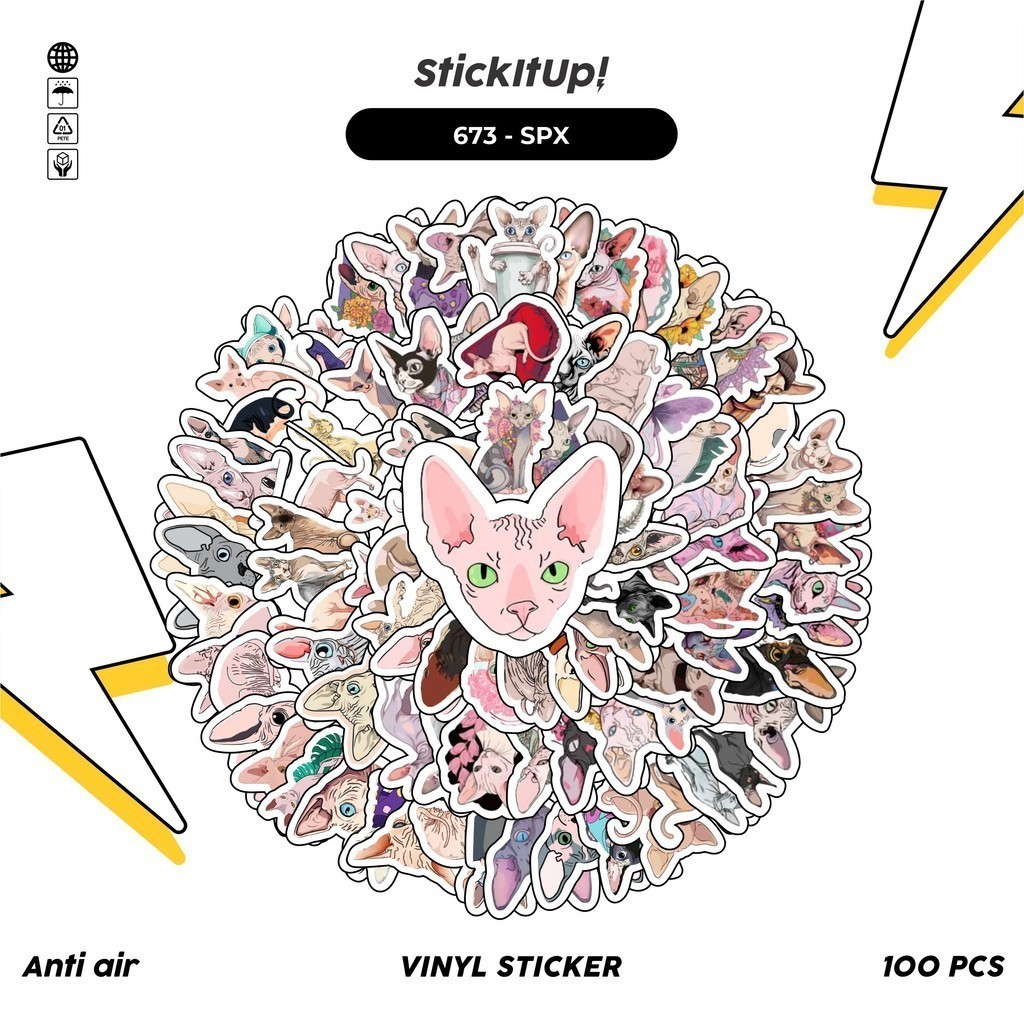 

COD 100 Pcs Stiker Pack Kucing Sphinx Lucu Aesthetic Vynil Waterproof untuk Freebies Sticker Buku Journal Casing HP Laptop