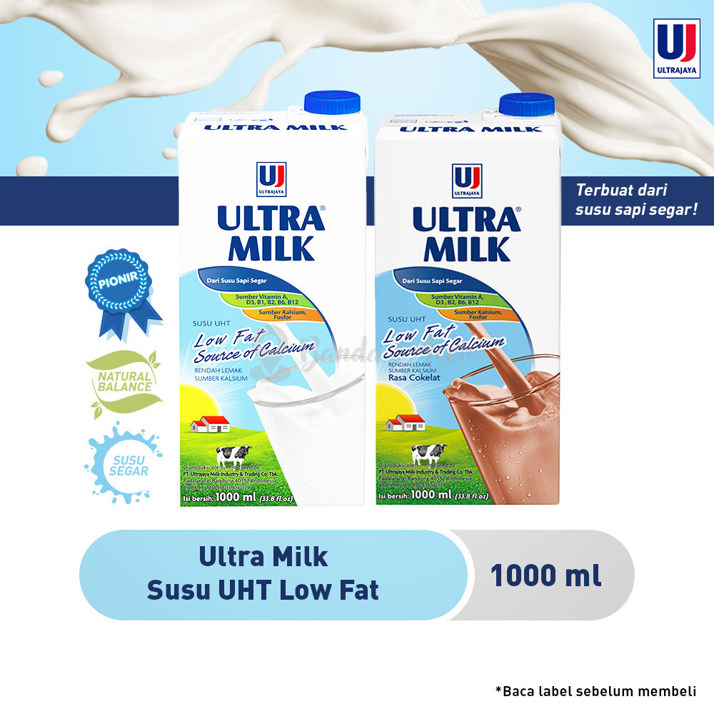 

(Aceh) Ultra Milk Susu UHT Low Fat 1L - Plain / Cokelat