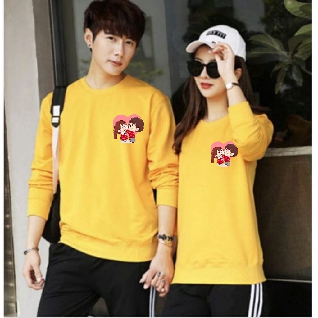 Baju Lengan Panjang Wanita COUPLE LOVE/Baju Kaos Distro Kekinian keren/Baju Lengan Panjang crop/ Kao