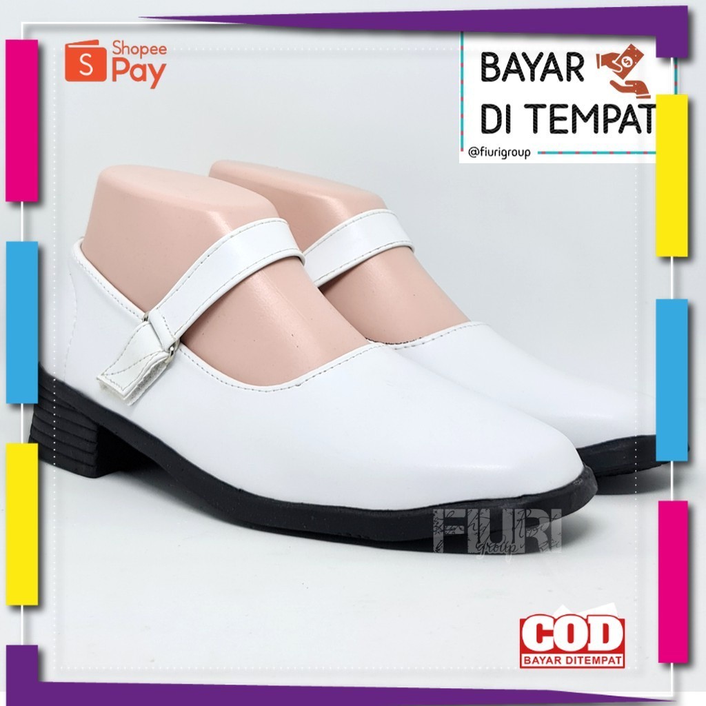 UKURAN SIZE 37 38 39 40 41 42 43 44 45 / FIURI - SEPATU PANTOFEL WANITA TALI PUTIH - SEPATU FORMAL W