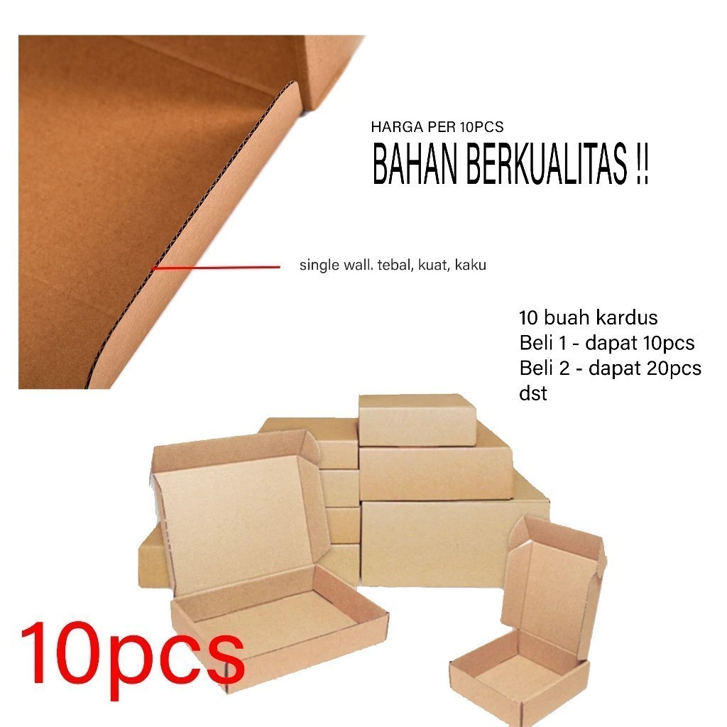 

(ASP) 10 BUAH KARDUS DIE CUT PACKING BOX COKLAT BERBAGAI MACAM UKURAN