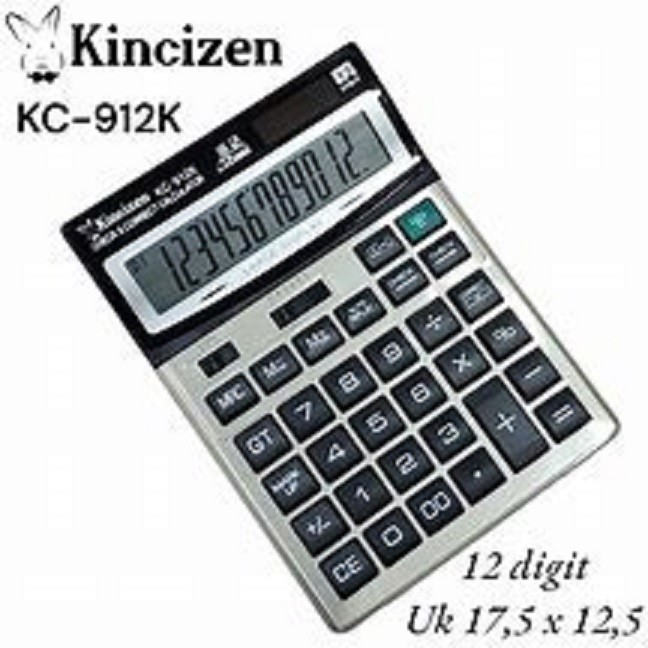 

KALKULATOR KINCIZEN 912K KALKULATOR 12 DIGIT ANGKA KALKULATOR CEK CHECK CORRECT KALKULATOR DAGANG KALKULATOR MEJA