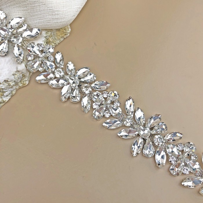 Payet Rangkai Kristal Swarovski Mewah | Rhinestone Chain Belt