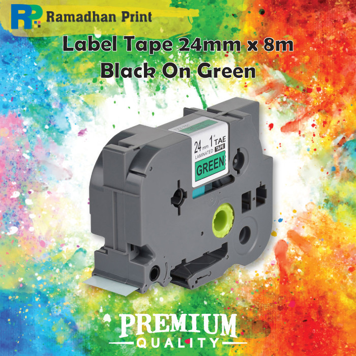 

Label Tape 24mm Black On Green TZE-751 TZe-751 Casette Compatible