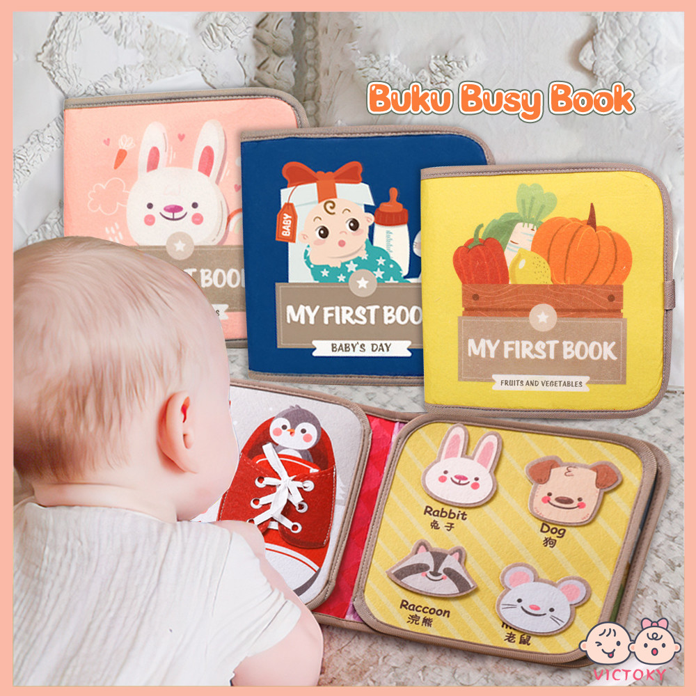 VICTOKY DIY Quiet Book Busy Board Flanel Mainan Edukasi Anak Busy Book Kain