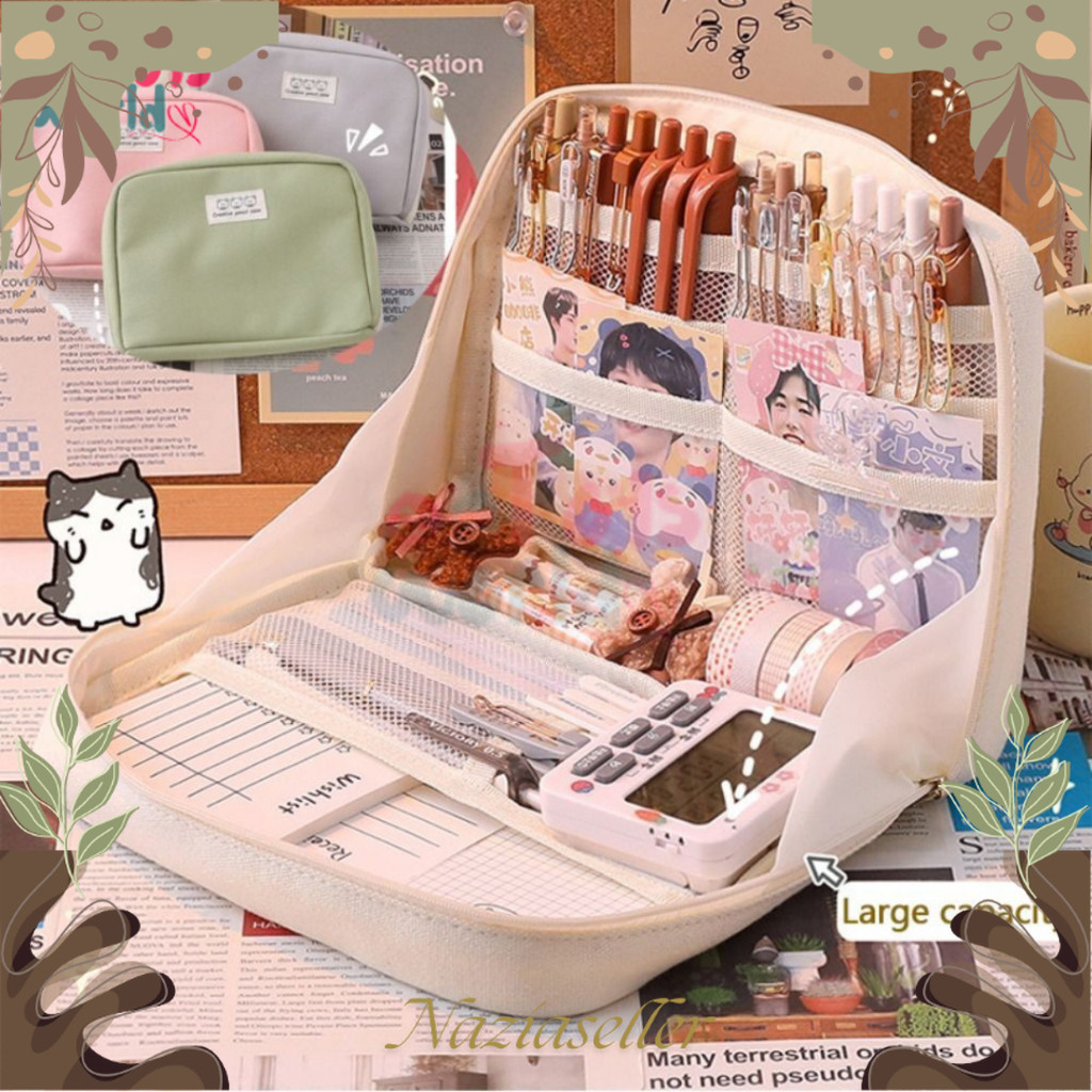 

Tempat pensil alat tulis Kreatif multifungsi tas perlengkapan kantor dan anak sekolah | kotak pensil perlengkapan kantor stationary bag NZS