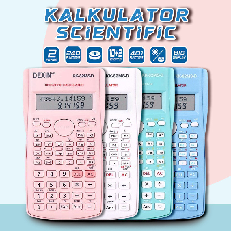 

Calculator Scientific 12 Digit / Kalkulator 24 Fungsi 4 Warna Candy Color