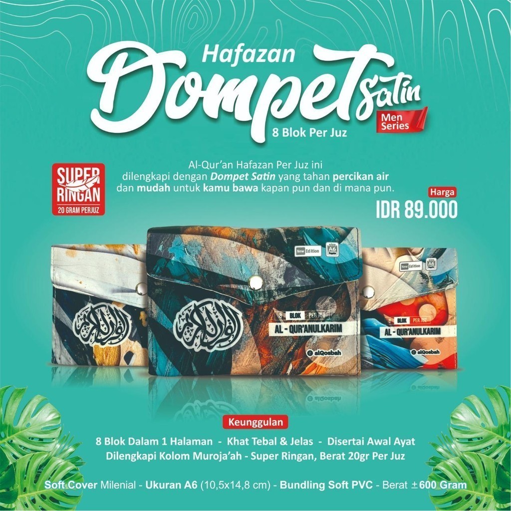 Hafazan Dompet Satin Per Juz 1-30 Ukuran A6 (10x15cm) Mushaf Al Quran Hafalan Non Terjemah 8 Blok